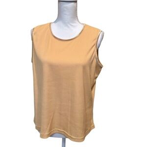 Allison Daley women’s Yellow Ribbed Tank Top size large petite‎ satin trim